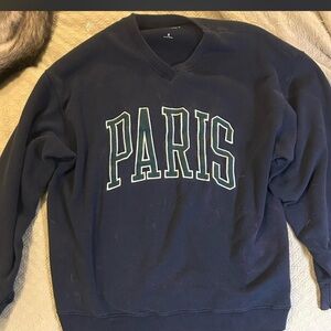 Woman’s Navy 'PARIS' V-Neck Sweatshirt
